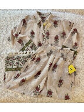 Roller Rabbit Loungewear Set Valley Flower print Jakarta pant & Kiba tunic sz S